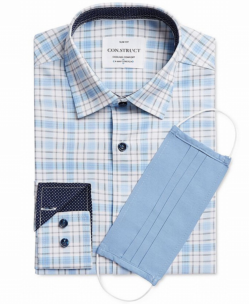 ConStruct Mens Dress Shirt Plaid Print 
