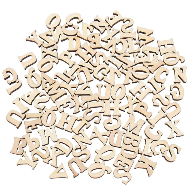 100PCS Unfinished Wooden Capital Letters Alphabet Wood Cutout Discs For Patchwork Scrapbooking Arts Crafts DIY Decoration Display Decor