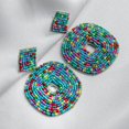 thumbnail image 2 of Blue And Multicolor Embroidered Beaded Earrings – Boho Statement Jewelry | Seed Bead Earrings | Gift for Her, 2 of 5