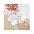 thumbnail image 6 of INSPIRE CHIC Women's Lace Fingerless Gloves Wrist Length Wedding Elegant White Ruffled Floral Gloves for Bridal Party Gloves White-1(With elasticity), 6 of 6