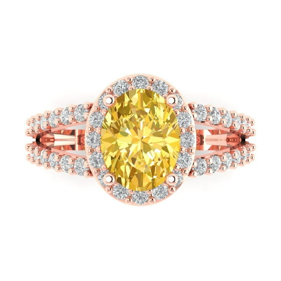 Solitaire with Accents Engagement Ring for Women - 2.6ct Natural Citrine in 18K Rose Gold Promise Ring