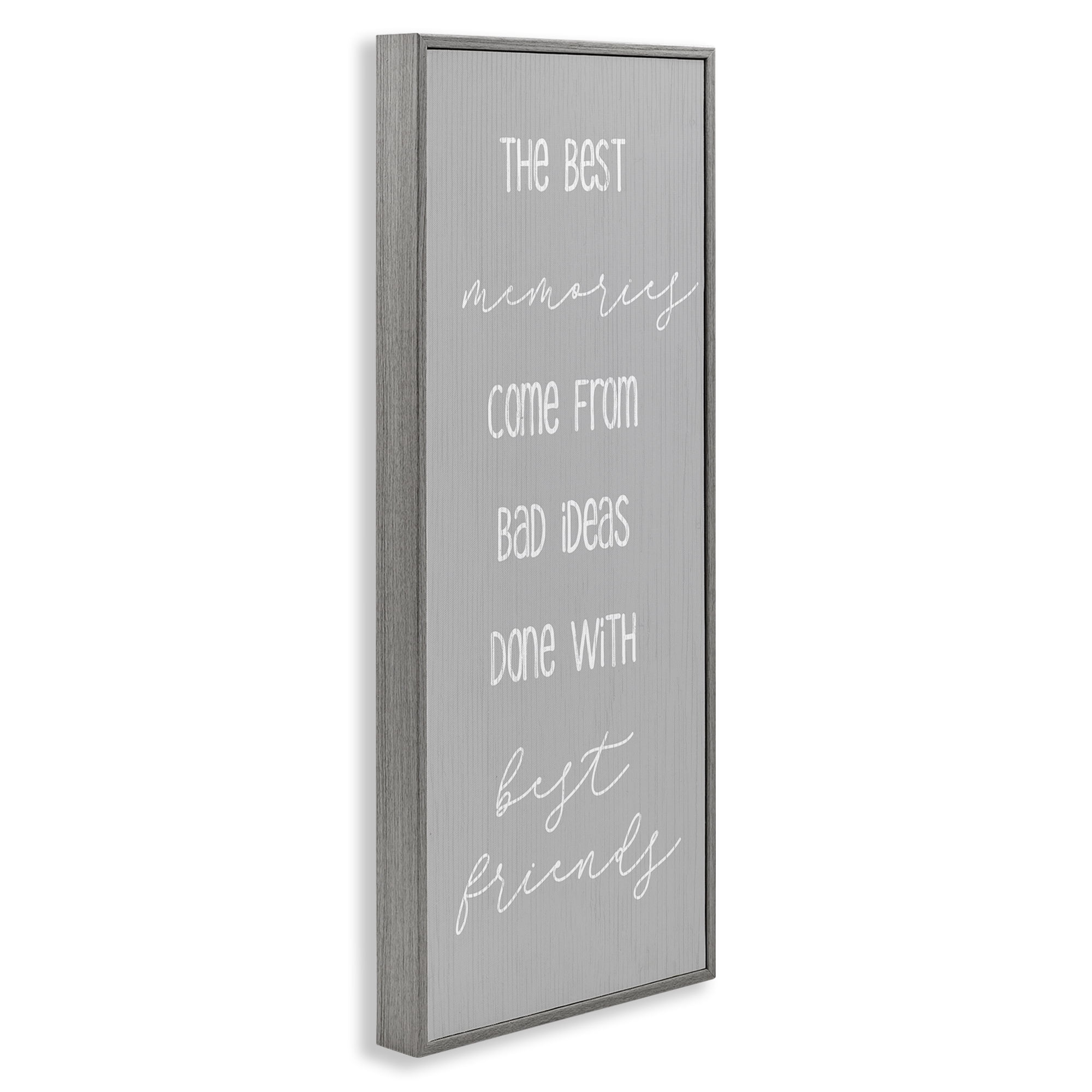 Stupell Industries Bad Ideas with Friends Typography Painting Gray Framed Art Print Wall Art, 10 x 24