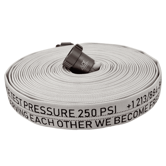 ACE Fire Defense Premium Heavy Duty Fire Hose - 75ft x 1.5" - 900 PSI Burst - NH/NST Couplings