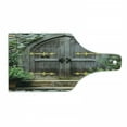 thumbnail image 1 of Rustic Cutting Board, Unique Castle Traditional Middle Age Heritage Doorway Aged Entrance Picture, Decorative Tempered Glass Cutting and Serving Board, Wine Bottle Shape, Brown Green, by Ambesonne, 1 of 1