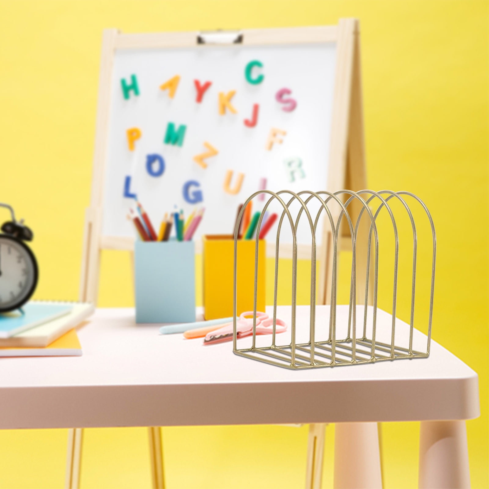 SPOORYYO Files Folder Stand Desktop File Organizer,Half Circle File Storage Stand Desktop Magazine Organizer Newspaper Folder Desk Desk Bookshelf Home Décor