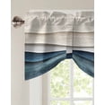 thumbnail image 2 of Tie Up Valance Curtain for Kitchen,Summer Beach Abstract Blue Wave Rod Pocket Short Curtains Adjustable Tie-Up Shade Valances,Seaside Gradient Water Ripple Window Treatment for Bathroom Living Room, 2 of 8