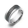 thumbnail image 5 of Retro Black Band Men's Jewellery 8mm Titanium Steel Silver Ring Size 7-13, 5 of 5