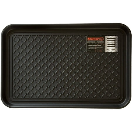 Stalwart All-Weather Indoor/Outdoor Boot Tray with Raised Edge (Black)