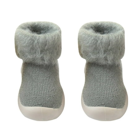 

Yinguo Socks Slipper Baby Girls Kids Solid Knit Stocking Soft Warm Shoes Toddler Boys Sole Rubber Baby Shoes Green 24