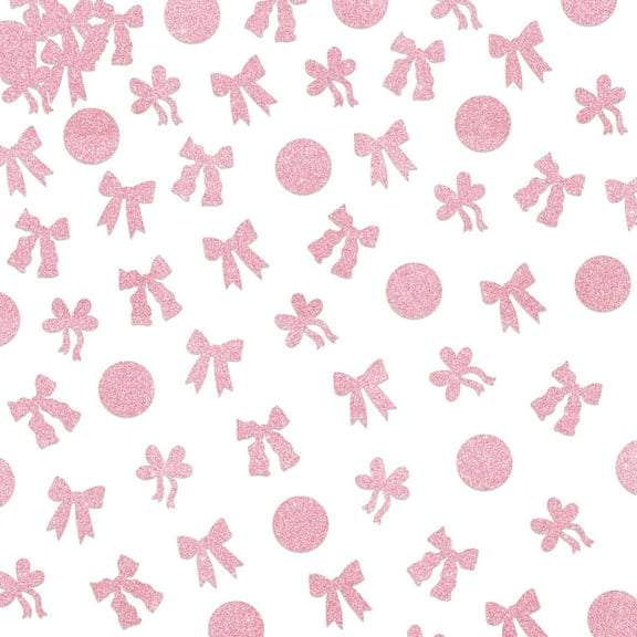 120Pcs Pink Bow Table Confetti, Glitter Bow Knot Table Scatter, Pink Bow Decorations for Baby Shower Birthday Wedding Bachelorette Party Decorations Supplies