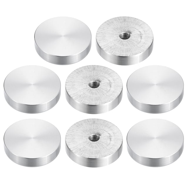 Unique Bargains M6 Thread 30mm Diameter Round Shape Aluminum Disc Hardware 8pack Aluminum Circle Disc Glass Top Adapter for Glass Table