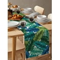 thumbnail image 3 of Summer Tropical Leaves Burlap Cotton Table Runner 13x120 Inches Long, Blue Green Botanical Leaf Plants Farmhouse Table Runners, Outdoor Dining Tablecloths Decor for Baby Shower/Party/Wedding, 3 of 6