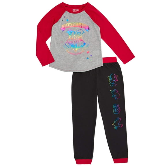 Harry Potter Girls' Hogwarts Long Sleeve 2-Piece Jogger Pajama Set (Little Girls & Big Girls)
