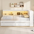 thumbnail image 2 of Full Size Wood Daybed with Storage Shelves, USB, LED, and 2 Drawers, White, 2 of 5