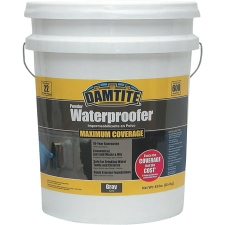 Damtite 02451 Heavy Duty Powder Waterproofer 45 lb Pail Gray (Best Concrete Waterproofing Sealer)