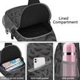 thumbnail image 4 of Sling Backpack,Gray Halloween Bats and Spider Webs Sling Bag with Water Bottle Holder,Waterproof Sling Bag for Men/Women with Headphone Jack for Hiking,Travel, 4 of 6