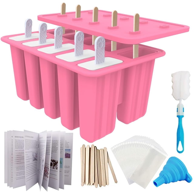 Moldes para helados Miaowoof, hechos en casa, 10 cav, de silicona sin BPA, rosa