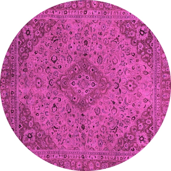 Ahgly Company Indoor Round Abstract Pink Modern Area Rugs, 3' Round