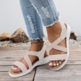 thumbnail image 3 of Rokment Women's Orthopedic Walking Flat Sandals Fashion Comfortable Athletic Mesh Memory Foam Strappy Sandal for Woman Beach Vacation Casual Platform Low Heel Summer Shoes Beige Size 6.5, 3 of 5