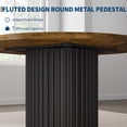 thumbnail image 3 of Round Dining Table with Fluted Base, MDF+PB Board Kitchen Table, Black/Vintage/Grey, 3 of 8