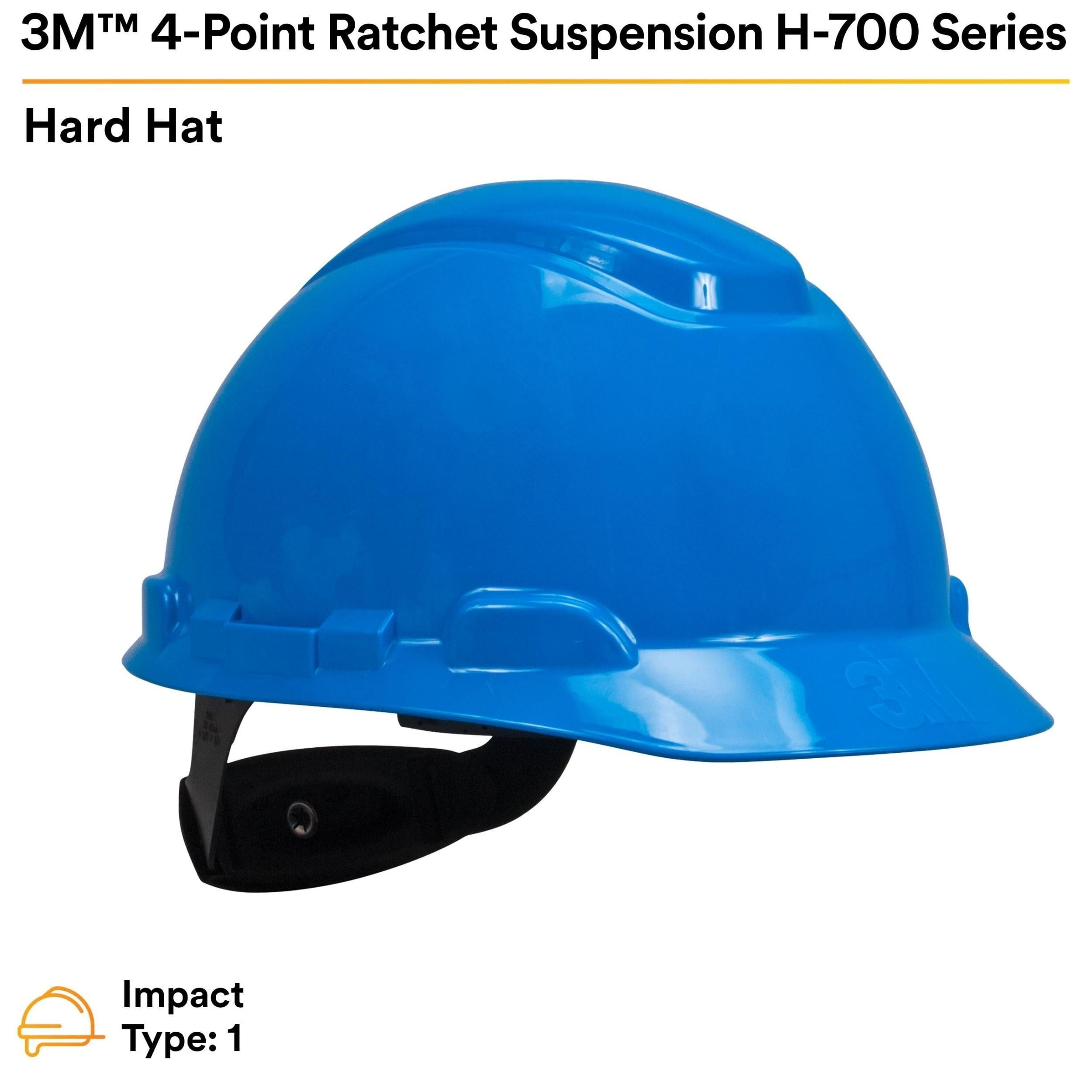 3M Hard Hat H-703R, Blue 4-Point Ratchet Suspension,