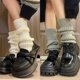 thumbnail image 3 of Calcetines grises para mujer, calcetines acolchados de punto para otoño e invierno, calcetines gruesos y sencillos a juego para piernas delgadas, calcetines para mujer, 3 of 6