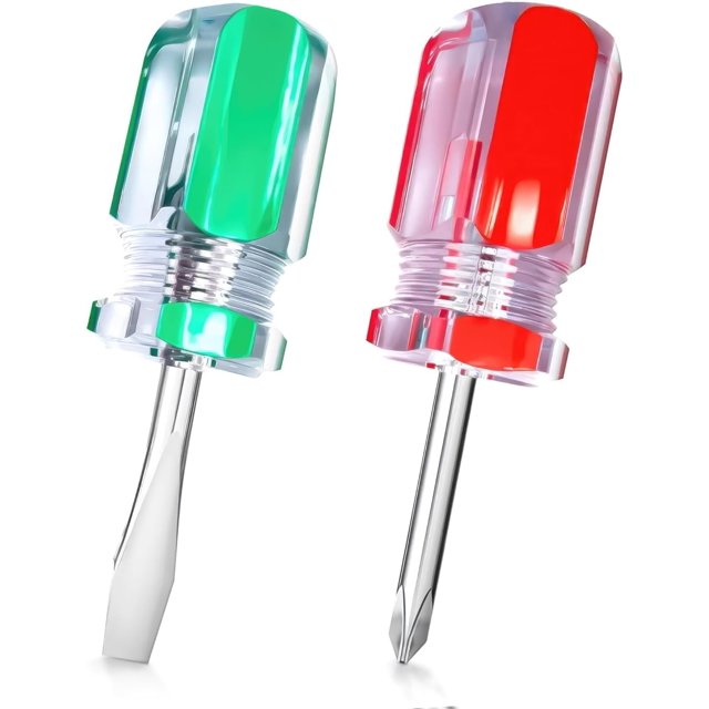 shiyou-2Pcs Short Phillips-Head and Flathead Screwdrivers - Magnetic Screwdriver Set - Pocket Screwdriver Magnetic Tip Slotted Screwdriver Stubby Screwdriver Mini Phillips Screwdriver