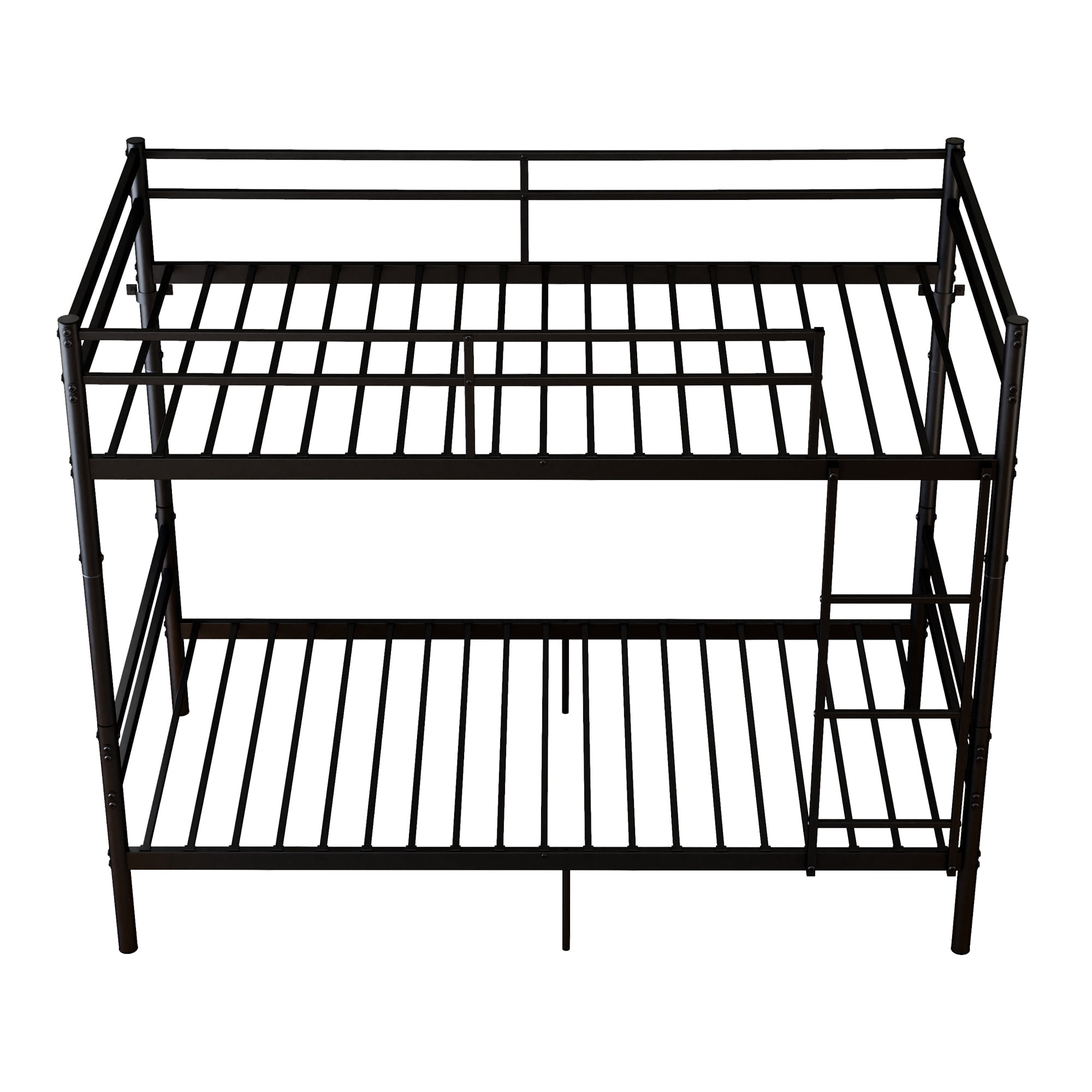 Leumius Metal Bunk Bed Twin Over Twin,Heavy Duty Bed Frame with Safety Guard Rails and Space-Saving Design,Steel Bed for School, Bedroom,Black