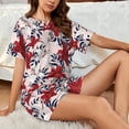 thumbnail image 4 of Pofeuu Lilies Flowers Print Women's Pajama Set Short/Shorts Soft Button PJs Elastic Drawstring Waist Sleepwear-Small, 4 of 6