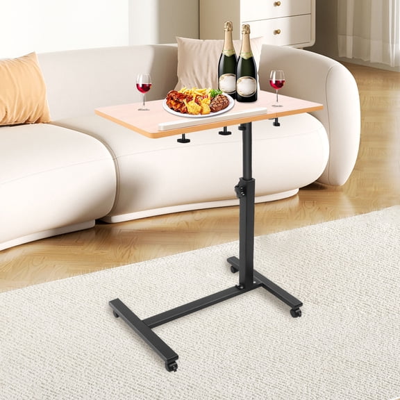 Adjustable Laptop Desk with 360° Rotating Desktop, Tilt & Height Adjustable Over Bed Rolling Cart with Fixed Casters for Home, Office & Hospital Use