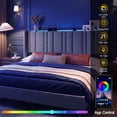 thumbnail image 2 of ROGALIS King Size Headboard with RGB LED Lights, Charging Station & Storage Shelf, Upholstered Linen Wingback Headboard with 2 Storage Pockets, High-Density Padded Backrest, Dark Gray, 2 of 9