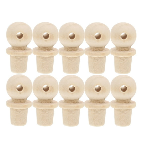 10 Pcs Wood Finials Bottle Stoppers for Glass Bottles Beige