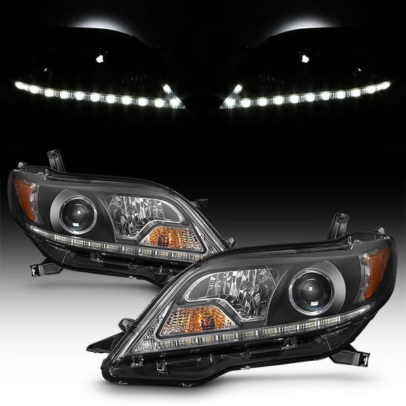 AKKON - For 11-17 Toyota Sienna XL30 Black Bezel LED DRL Projector Headlights Assembly