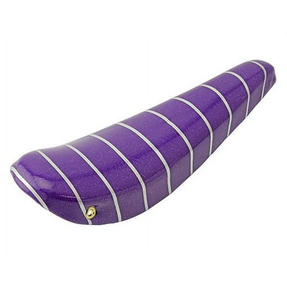 16" Bike Banana Saddle Sparkle Purple with Silver Stripe. Banana seat for 16" bikes. Bicycle part for lowrider, BMX, cruiser, bike part.