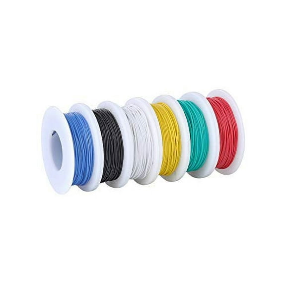 TUOFENG 28awg Stranded Wire Kit-Flexible Silicone Wire 28 Gauge Tinned Copper Wire (6 Different Colored 43 Feet spools) 300V Hook up Wire Kit