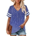 thumbnail image 2 of Delayuji Plus Size V Neck T Shirts Women Short Sleeve Tops Casual Summer Tshirts Loose Fit Tee Blue Xxxxxl Polyester,Spandex Short Sleeve Shirts for Women, 2 of 4