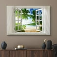 thumbnail image 2 of wall26 Glimpse into Beautiful Tropical Beach with Palm Trees Out of Open Window - Canvas Art Wall Art - 24" x 36", 2 of 5