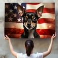 thumbnail image 4 of Rat Terrier Dog with American Flag Canvas Wall Art Dog Pictures for Wall Decor Red White Blue Flag of USA Patriotic Painting Print for Living Room Bedroom Office Ready to Hang, 4 of 4