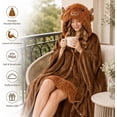 thumbnail image 4 of Highland Cow Wearable Blanket Hoodie, Blanket Cute Highland Cow Highland Cow Oversized Warm Flannel Blanket with Sleeves Hoodie Gift for Adult Home Travel Gift for Women, 4 of 9
