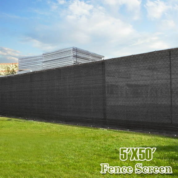 Black 5'x50' tall Fence Windscreen Privacy Screen Shade Cover Fabric Mesh Garden