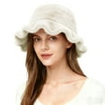 thumbnail image 2 of Outfmvch Gorros De Frio Para Mujeres Women's Faux Fur Bucket Hats Fluffy Winter Warm Ladie's Unique Wide Brim Fisherman Cap Ski Mask Beige One Size, 2 of 4