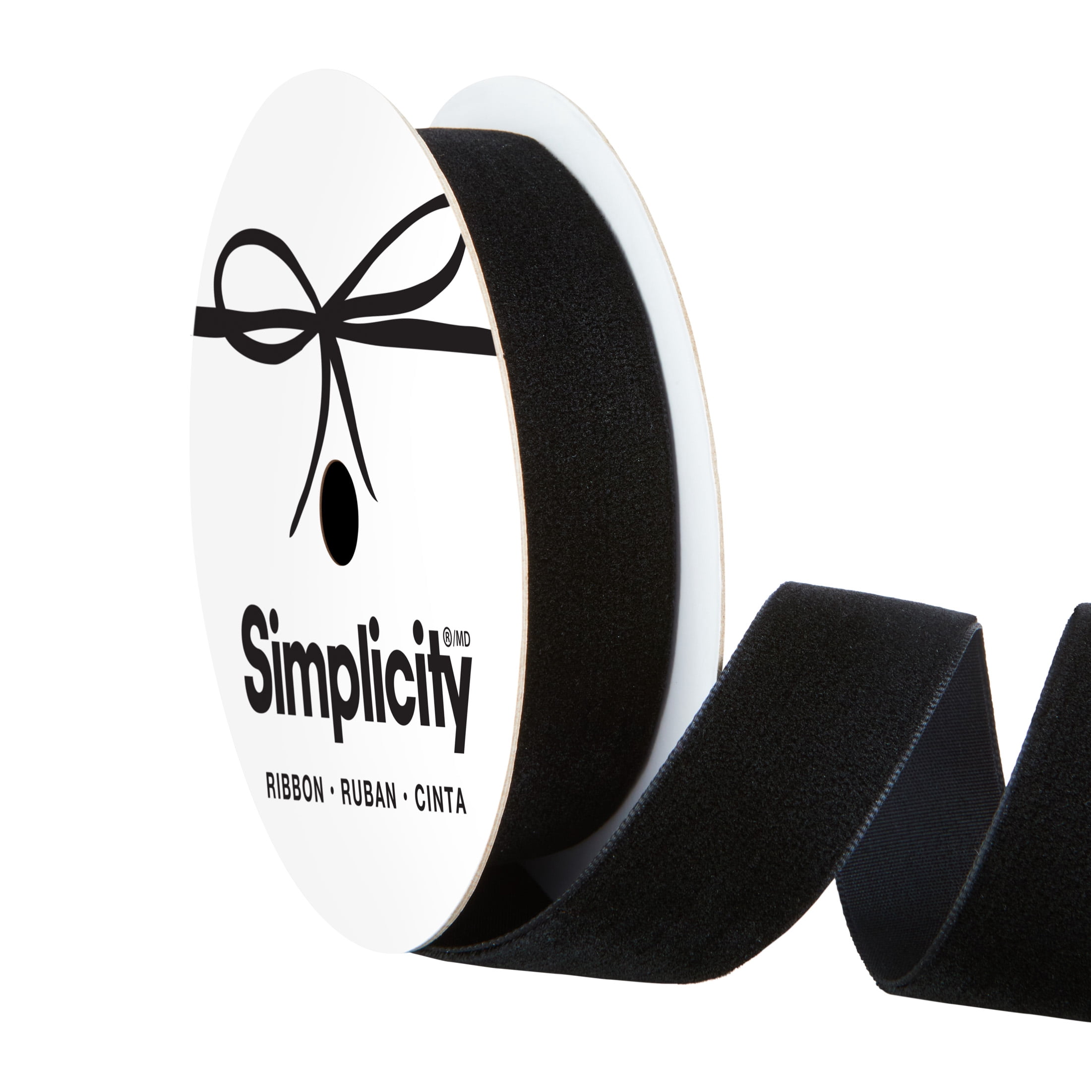Offray classiq black velvet 0.875in x 12ft for crafts and gifting