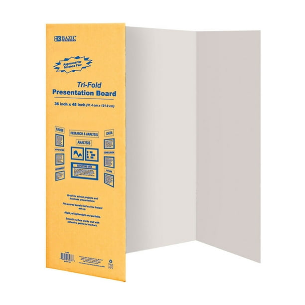 BAZIC Trifold Presentation Board 36" X 48" White, Tri-Fold Corrugated