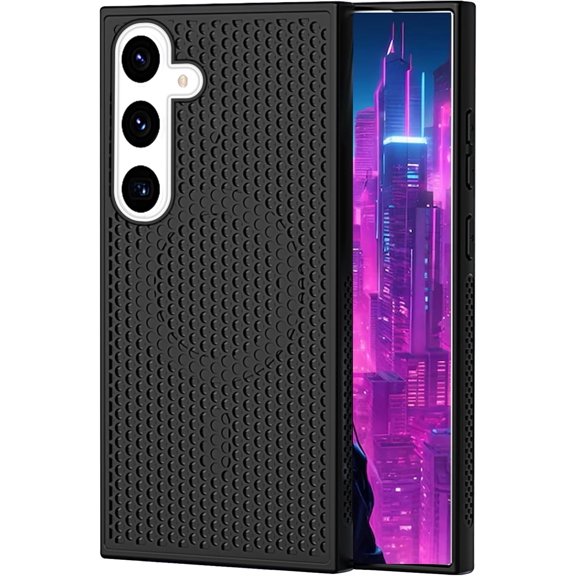 Magnetic Cooling Case for Samsung Galaxy S24, Hard PC Slim Cellular Hole Heat Dissipation Mesh Breathable Hollow Honeycomb Case for Samsung Galaxy S24 SR-Black