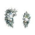 thumbnail image 4 of perfeclan 2 Pieces Wedding Arch Flowers Artificial Floral Swag Rustic Handmade Green Leaves Welcome Sign Decoration for Holiday Wedding Blue, 4 of 9