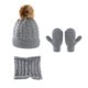 thumbnail image 1 of Conjunto de tres piezas de gorro, bufanda y guantes para niños cálidos monocromos, 1 of 5