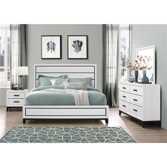 Global Furniture USA 4 Piece Kate King Size Bedroom Set - White