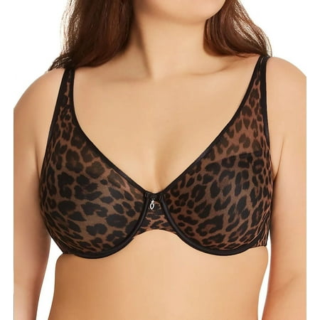 Curvy Couture DESIGNER LEOPARD Sheer Mesh Plunge Push Up Bra  US 34H NWOT