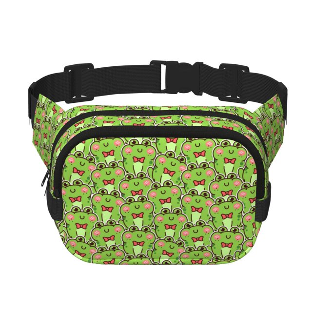 Easygdp Cute Green Frog Fanny Packs para Mujeres y Hombres, Bolsa de Cinturón, Bolsos de Cruz para Trabajo/Correr/Senderismo