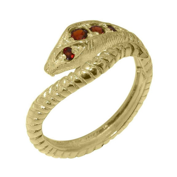 LBG British Made 14k Yellow Gold Natural Garnet Womens Band Ring - 33 size options - Size 10